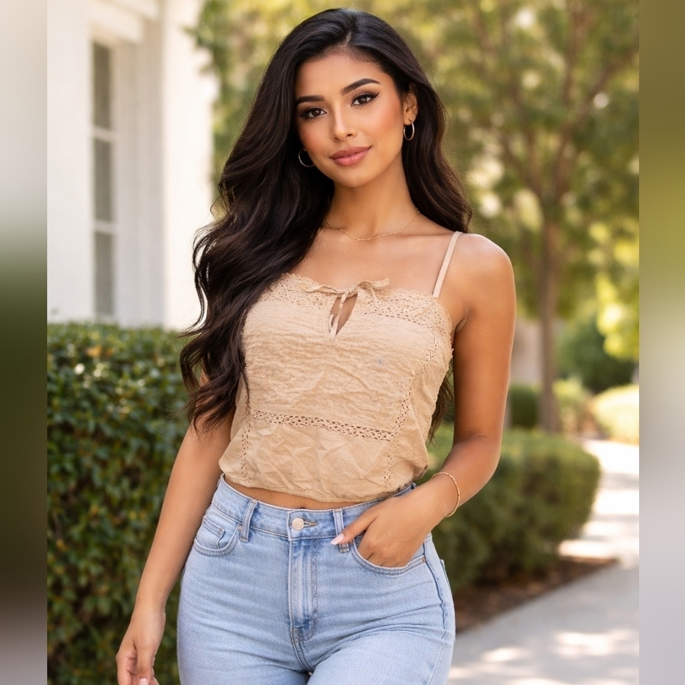 Aeropostale Beige Lace Camisole. Size S.